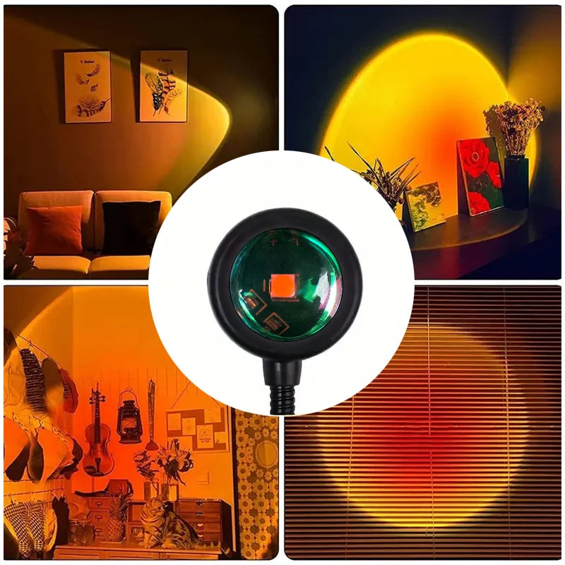 Sunset Projection Lamp — USB Ambient Mood Light with 180° Rotation